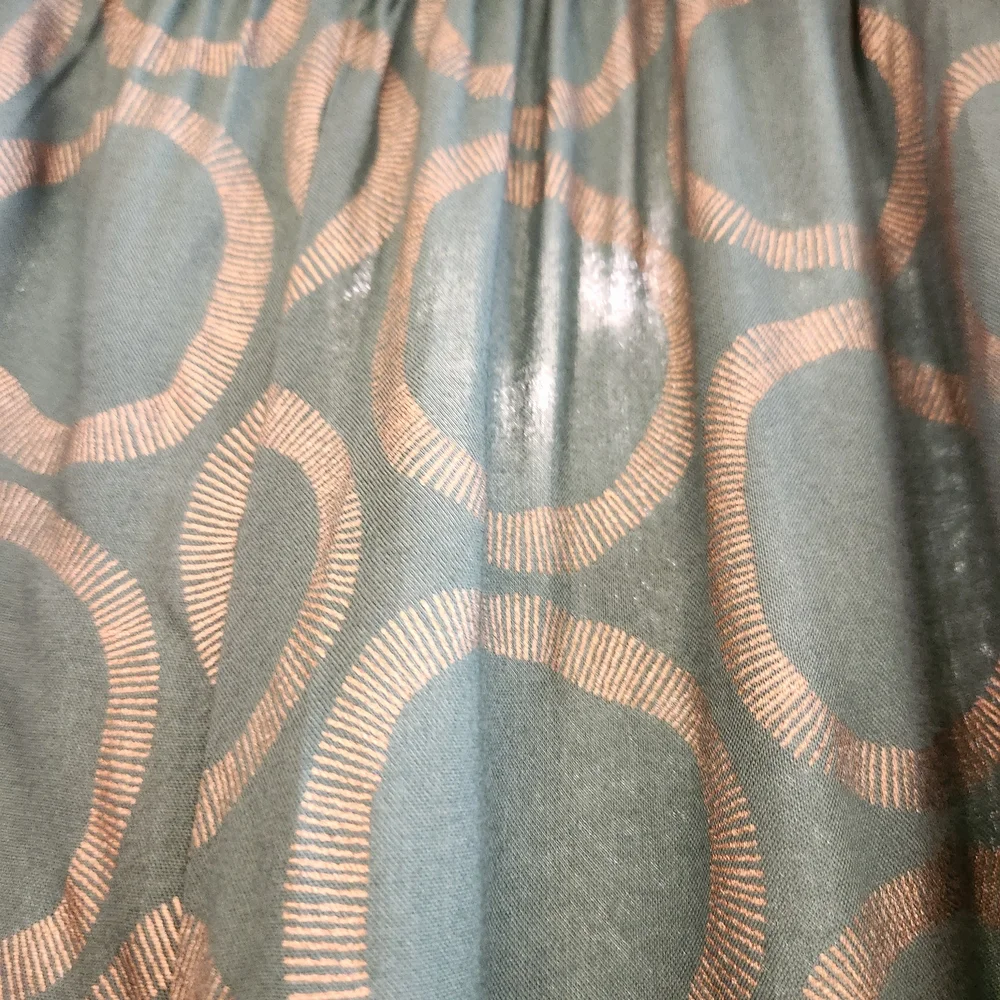 Utsa Green Wide-Leg Palazzo Pants with‎ Gold Circle Pattern